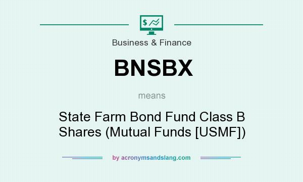 What does BNSBX mean? It stands for State Farm Bond Fund Class B Shares (Mutual Funds [USMF])