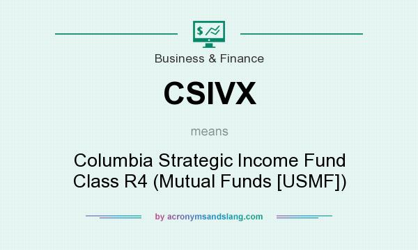 What does CSIVX mean? It stands for Columbia Strategic Income Fund Class R4 (Mutual Funds [USMF])