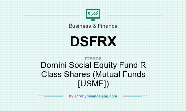 What does DSFRX mean? It stands for Domini Social Equity Fund R Class Shares (Mutual Funds [USMF])