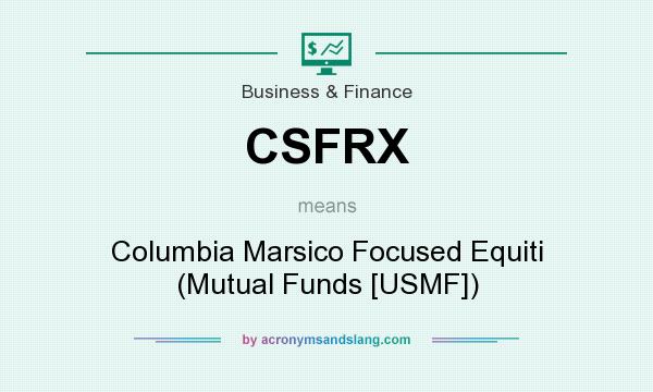 What does CSFRX mean? It stands for Columbia Marsico Focused Equiti (Mutual Funds [USMF])