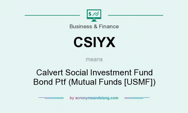 What does CSIYX mean? It stands for Calvert Social Investment Fund Bond Ptf (Mutual Funds [USMF])