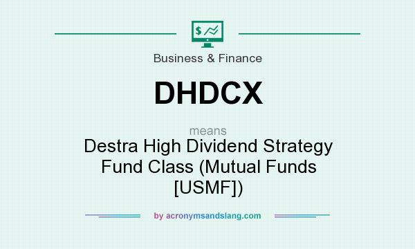 What does DHDCX mean? It stands for Destra High Dividend Strategy Fund Class (Mutual Funds [USMF])