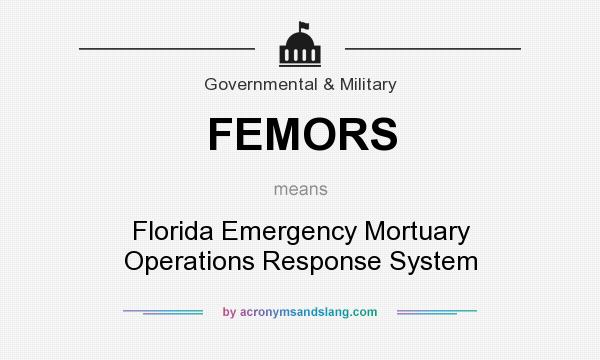 What does FEMORS mean? It stands for Florida Emergency Mortuary Operations Response System