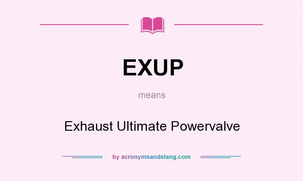 What does EXUP mean? It stands for Exhaust Ultimate Powervalve