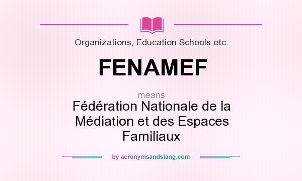 What does FENAMEF mean? It stands for Fédération Nationale de la Médiation et des Espaces Familiaux