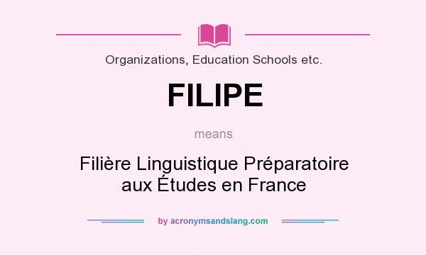 What does FILIPE mean? It stands for Filière Linguistique Préparatoire aux Études en France