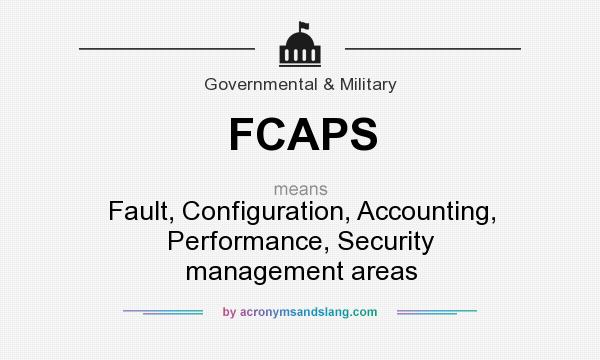 What does FCAPS mean? It stands for Fault, Configuration, Accounting, Performance, Security management areas