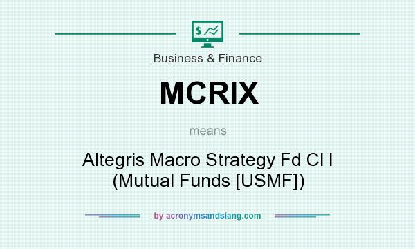 What does MCRIX mean? It stands for Altegris Macro Strategy Fd Cl I (Mutual Funds [USMF])