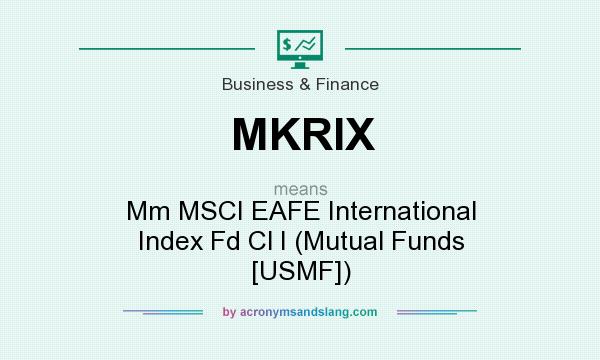 What does MKRIX mean? It stands for Mm MSCI EAFE International Index Fd Cl I (Mutual Funds [USMF])