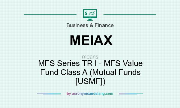 What does MEIAX mean? It stands for MFS Series TR I - MFS Value Fund Class A (Mutual Funds [USMF])