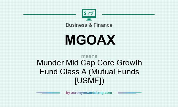What does MGOAX mean? It stands for Munder Mid Cap Core Growth Fund Class A (Mutual Funds [USMF])