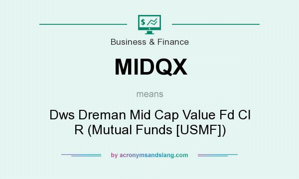 What does MIDQX mean? It stands for Dws Dreman Mid Cap Value Fd Cl R (Mutual Funds [USMF])