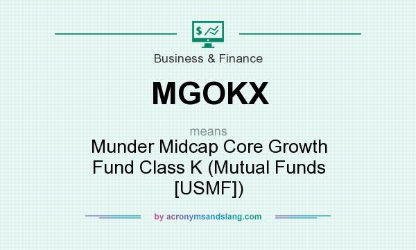 What does MGOKX mean? It stands for Munder Midcap Core Growth Fund Class K (Mutual Funds [USMF])