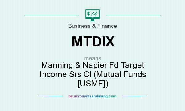 What does MTDIX mean? It stands for Manning & Napier Fd Target Income Srs Cl (Mutual Funds [USMF])