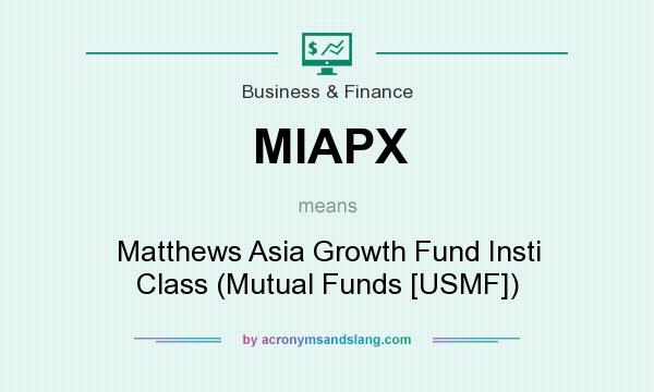 What does MIAPX mean? It stands for Matthews Asia Growth Fund Insti Class (Mutual Funds [USMF])