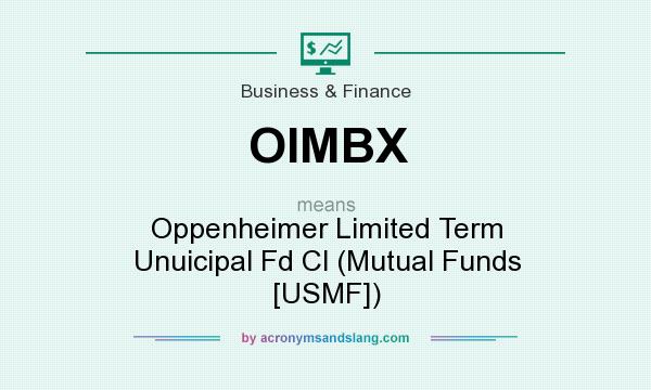 What does OIMBX mean? It stands for Oppenheimer Limited Term Unuicipal Fd Cl (Mutual Funds [USMF])