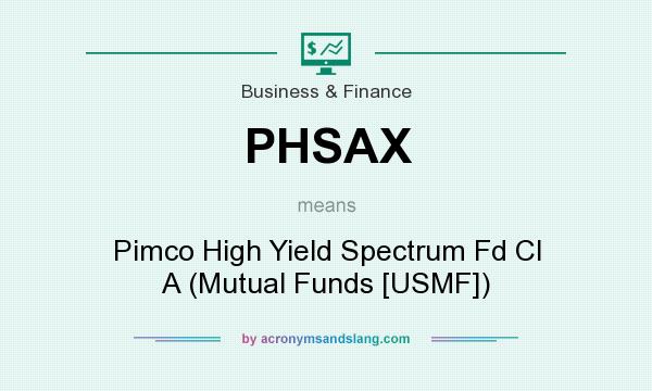 What does PHSAX mean? It stands for Pimco High Yield Spectrum Fd Cl A (Mutual Funds [USMF])