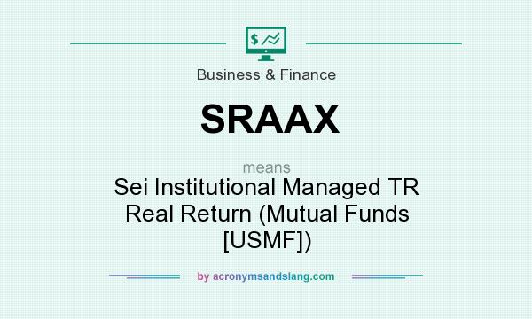 What does SRAAX mean? It stands for Sei Institutional Managed TR Real Return (Mutual Funds [USMF])