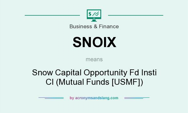 What does SNOIX mean? It stands for Snow Capital Opportunity Fd Insti Cl (Mutual Funds [USMF])