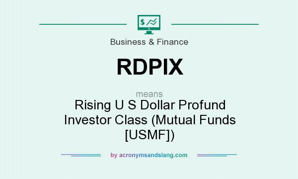 What does RDPIX mean? It stands for Rising U S Dollar Profund Investor Class (Mutual Funds [USMF])