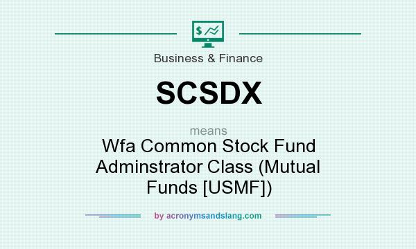 What does SCSDX mean? It stands for Wfa Common Stock Fund Adminstrator Class (Mutual Funds [USMF])