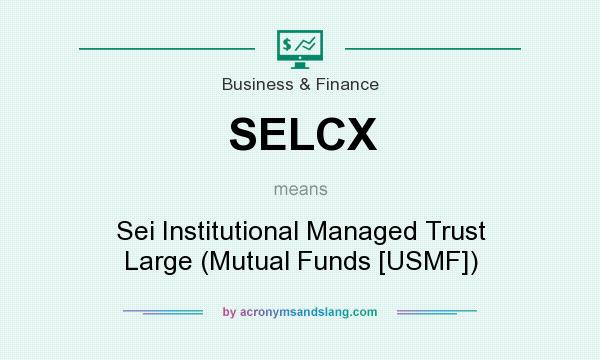 What does SELCX mean? It stands for Sei Institutional Managed Trust Large (Mutual Funds [USMF])