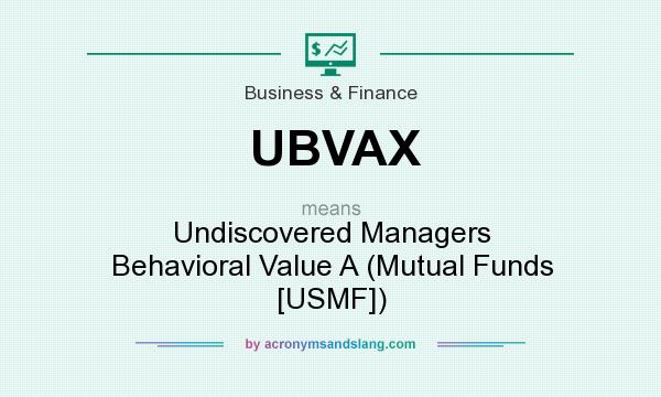 What does UBVAX mean? It stands for Undiscovered Managers Behavioral Value A (Mutual Funds [USMF])