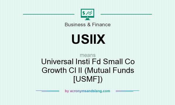 What does USIIX mean? It stands for Universal Insti Fd Small Co Growth Cl II (Mutual Funds [USMF])