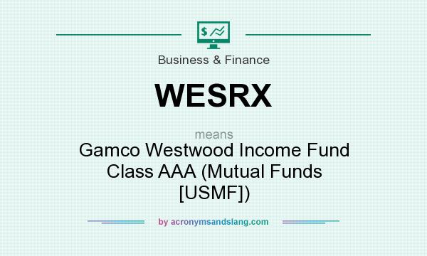 What does WESRX mean? It stands for Gamco Westwood Income Fund Class AAA (Mutual Funds [USMF])