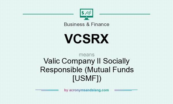 What does VCSRX mean? It stands for Valic Company II Socially Responsible (Mutual Funds [USMF])