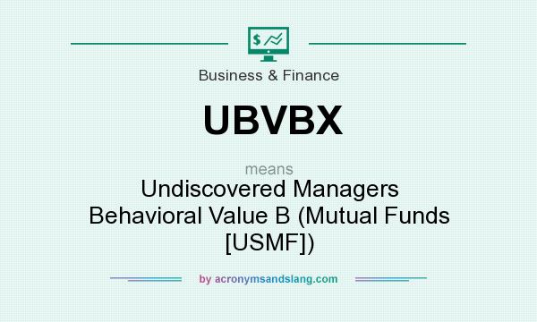 What does UBVBX mean? It stands for Undiscovered Managers Behavioral Value B (Mutual Funds [USMF])