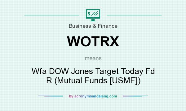 What does WOTRX mean? It stands for Wfa DOW Jones Target Today Fd R (Mutual Funds [USMF])
