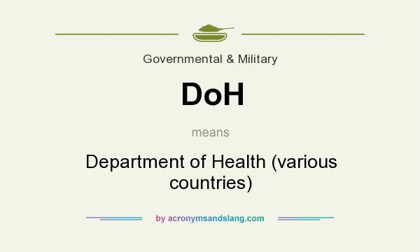 What does DoH mean? It stands for Department of Health (various countries)