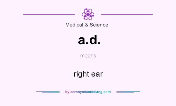 What does a.d. mean? It stands for right ear