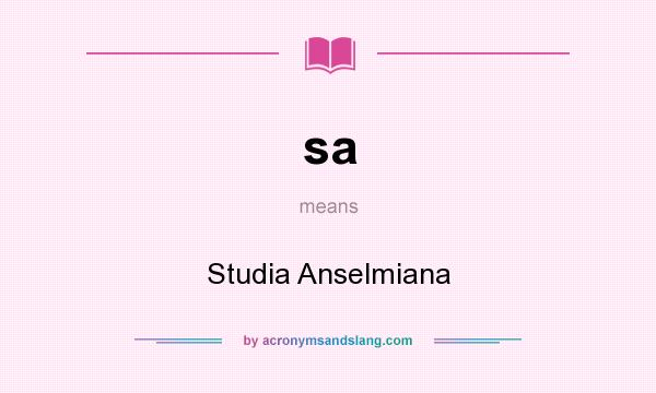 What does sa mean? It stands for Studia Anselmiana