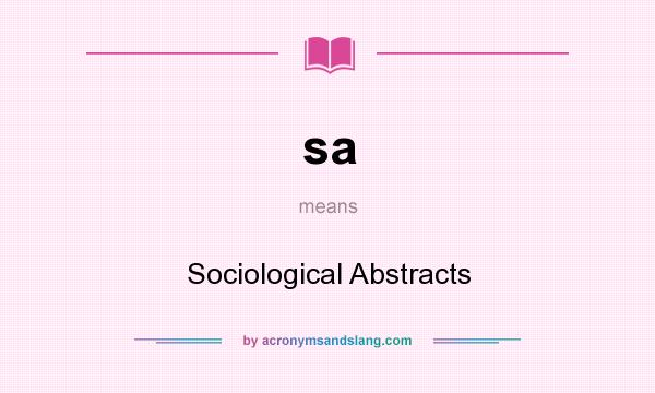 What does sa mean? It stands for Sociological Abstracts