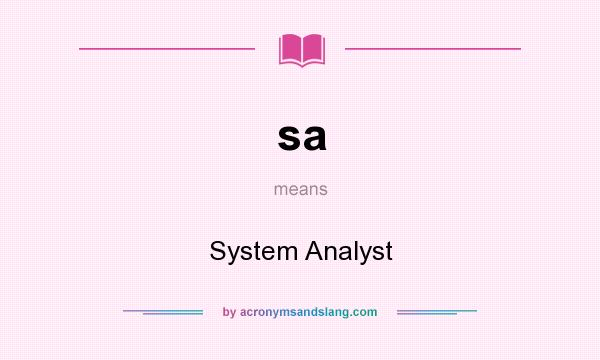 What does sa mean? It stands for System Analyst
