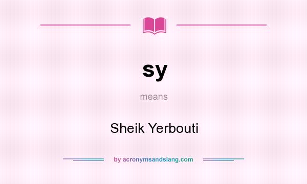 What does sy mean? It stands for Sheik Yerbouti