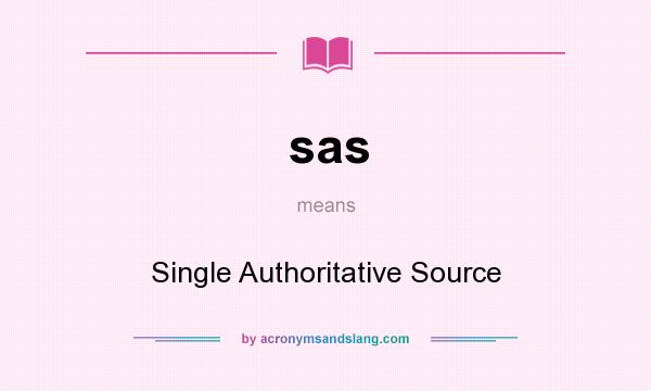 What does sas mean? It stands for Single Authoritative Source