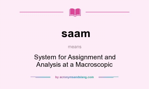 What does saam mean? It stands for System for Assignment and Analysis at a Macroscopic