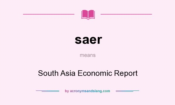 What does saer mean? It stands for South Asia Economic Report