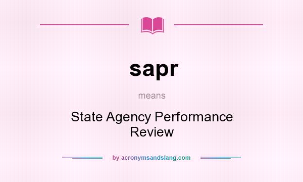 What does sapr mean? It stands for State Agency Performance Review