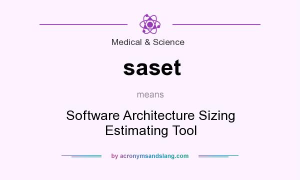 What does saset mean? It stands for Software Architecture Sizing Estimating Tool