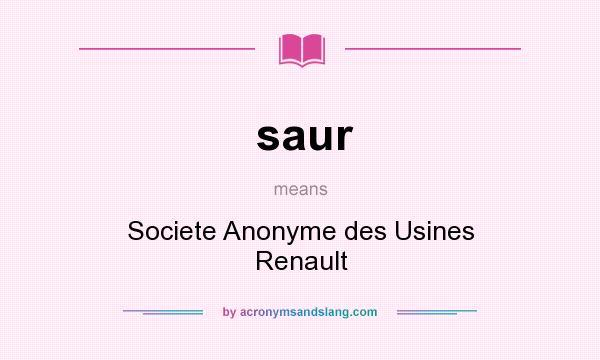 What does saur mean? It stands for Societe Anonyme des Usines Renault
