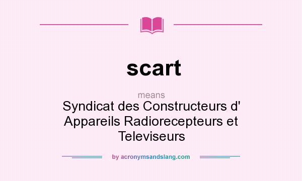 What does scart mean? It stands for Syndicat des Constructeurs d` Appareils Radiorecepteurs et Televiseurs