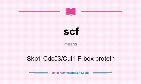 What does scf mean? It stands for Skp1-Cdc53/Cul1-F-box protein