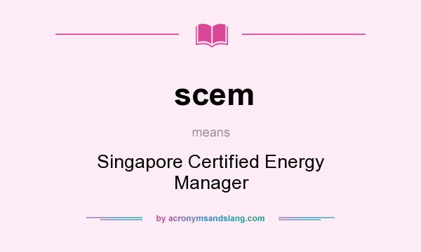 What does scem mean? It stands for Singapore Certified Energy Manager
