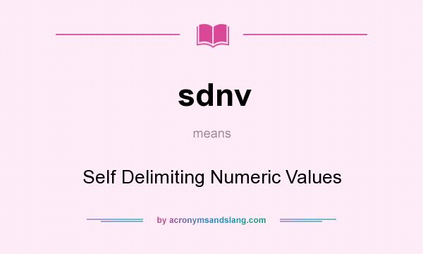What does sdnv mean? It stands for Self Delimiting Numeric Values