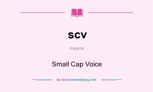 What does scv mean? It stands for Small Cap Voice