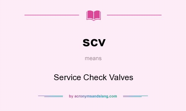 What does scv mean? It stands for Service Check Valves